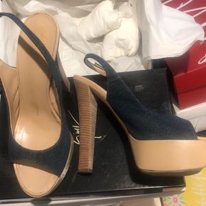 Giuseppe Zanotti peep toe sandal, denim 40/10